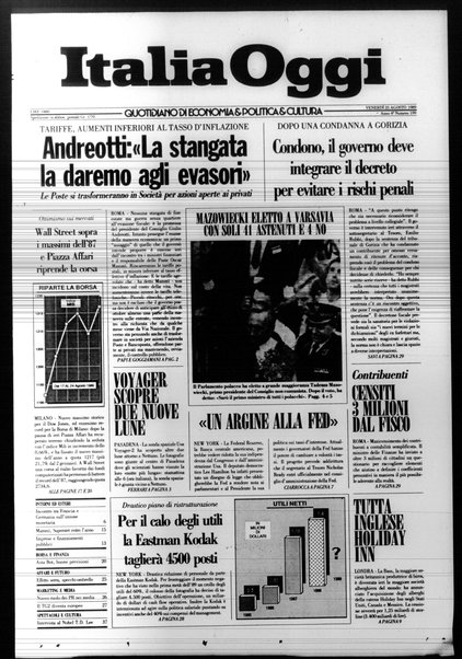 Italia oggi : quotidiano di economia finanza e politica